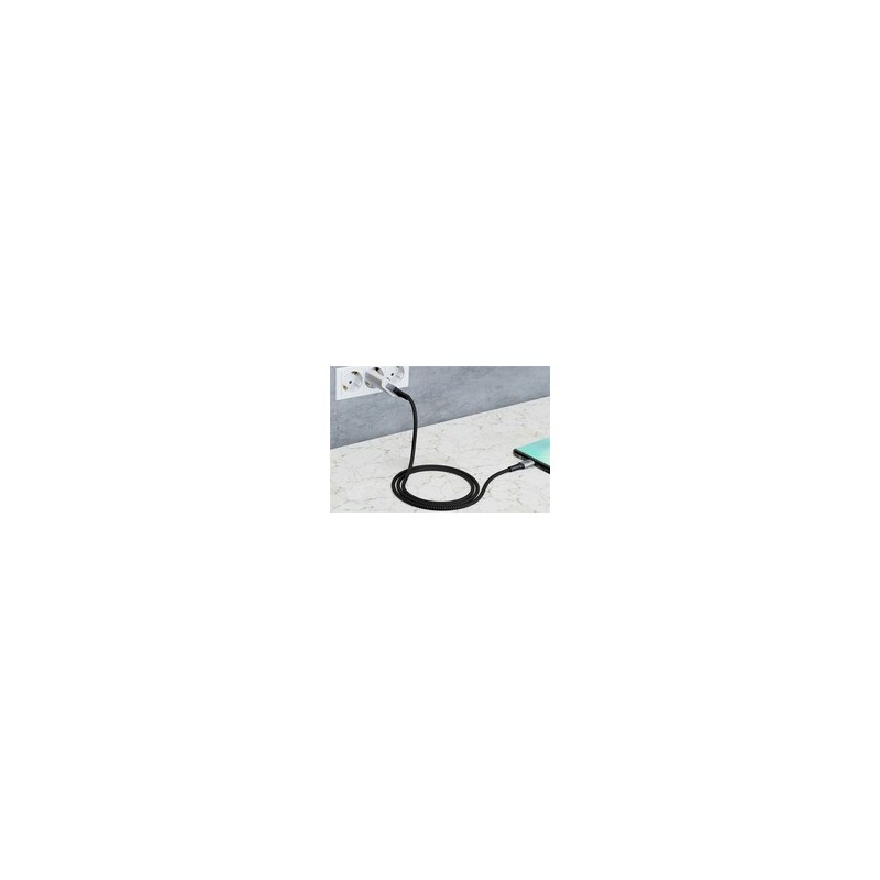 Goobay - USB-C ™ to USB-C ™ Textile Cable with Metal Plugs (Space Grey/Silver), 2 m
